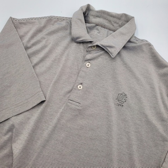 johnnie-O Other - Johnnie-O Mens L Grey Striped Performance Polo Shirt Chicago Golf Club CGC Flaw